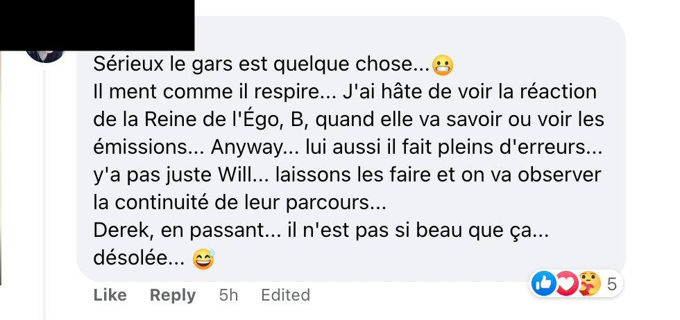 Commentaire Facebook.