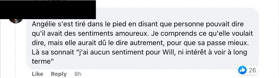 Commentaire Facebook.