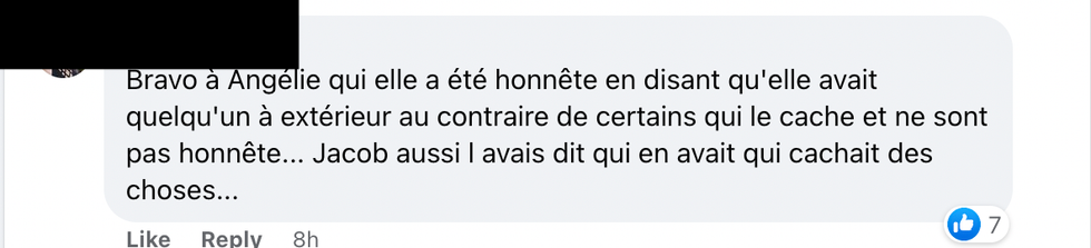 Commentaire Facebook.
