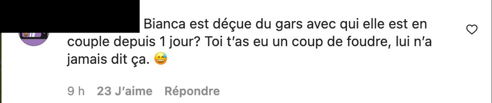Commentaire Instagram.