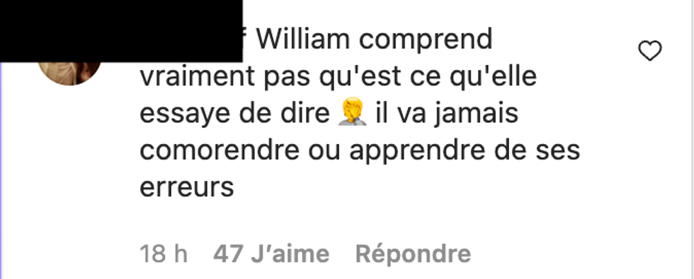 Commentaire Instagram.