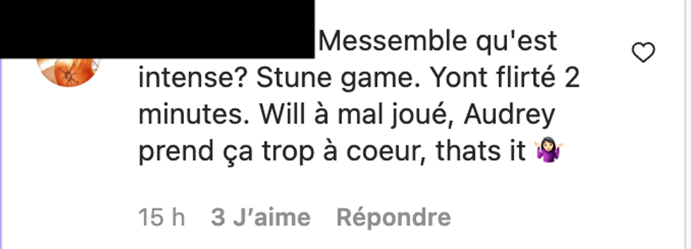 Commentaire Instagram.