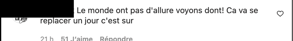 Commentaire Instagram.