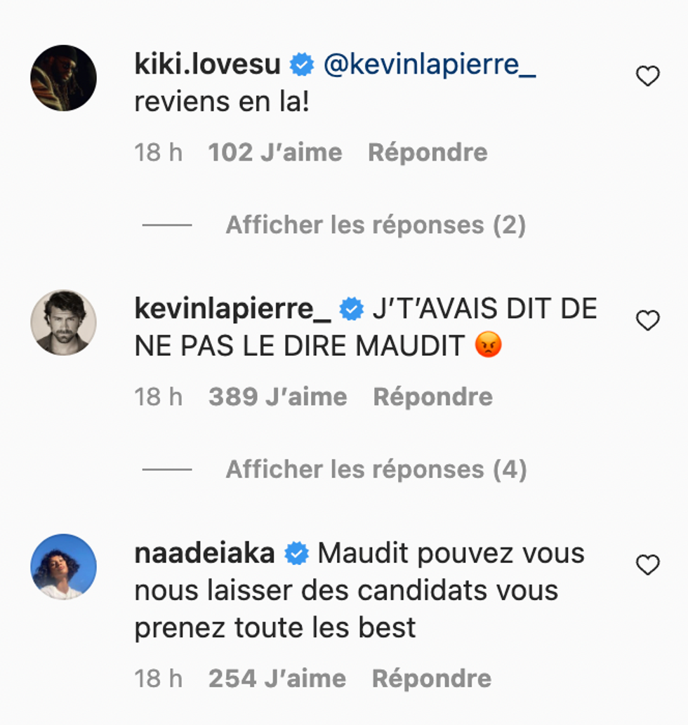 Commentaire Instagram.