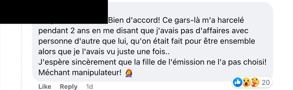 Commentaire sur Facebook.