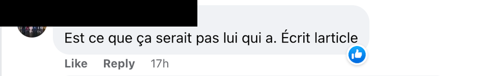 Commentaire sur Facebook.