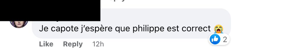 Commentaire sur Facebook.