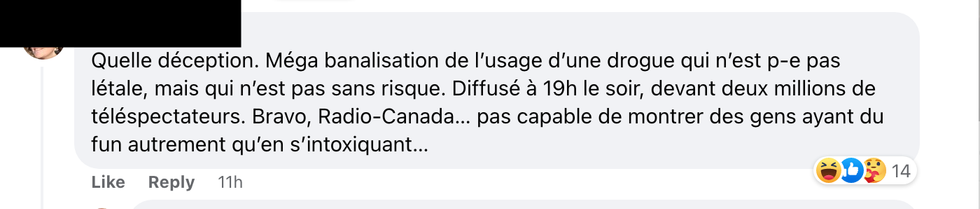 Commentaire sur Facebook.
