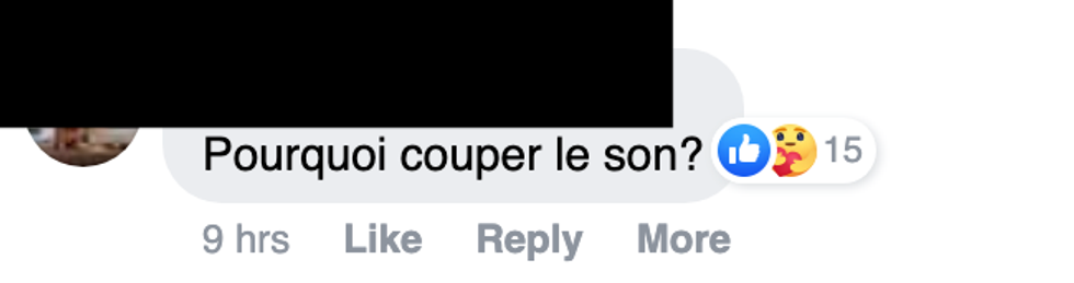 Commentaire sur Facebook.