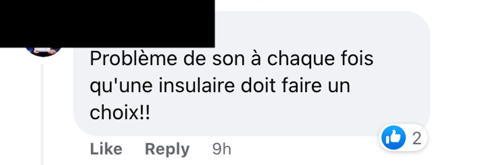 Commentaire sur Facebook.