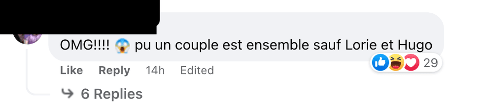 Commentaire sur Facebook.