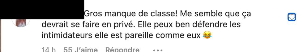 Commentaire sur Instagram.