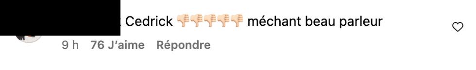 Commentaire sur Instagram.