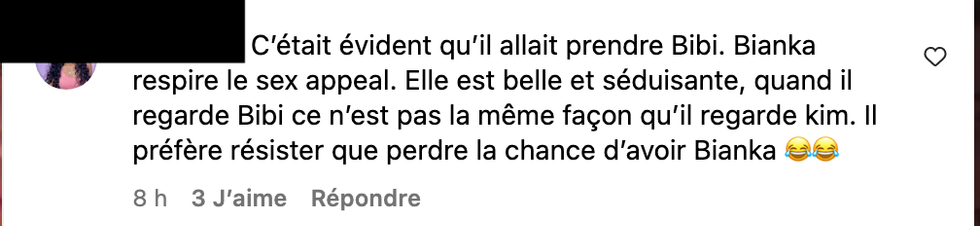 Commentaire sur Instagram.