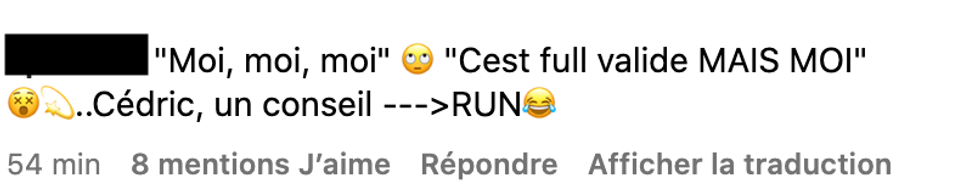 Commentaire sur Instagram.