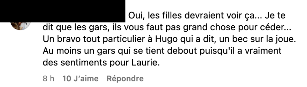 Commentaire sur Instagram.