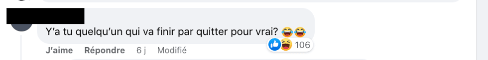 Commentaire sur la page d'Occupation Double sur Facebook.