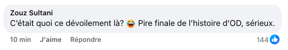 Commentaire sur la page Facebook d'Occupation Double Chypre.