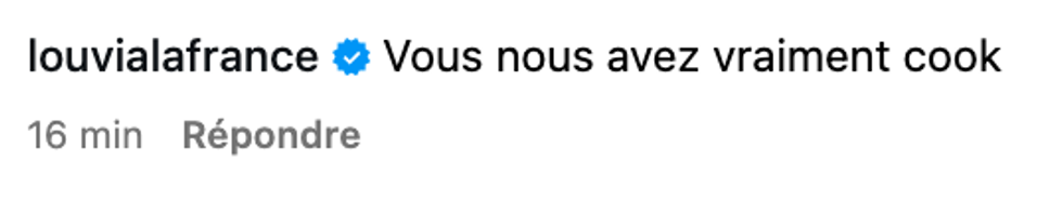 Commentaire sur la page Instagram d'Occupation Double Chypre.