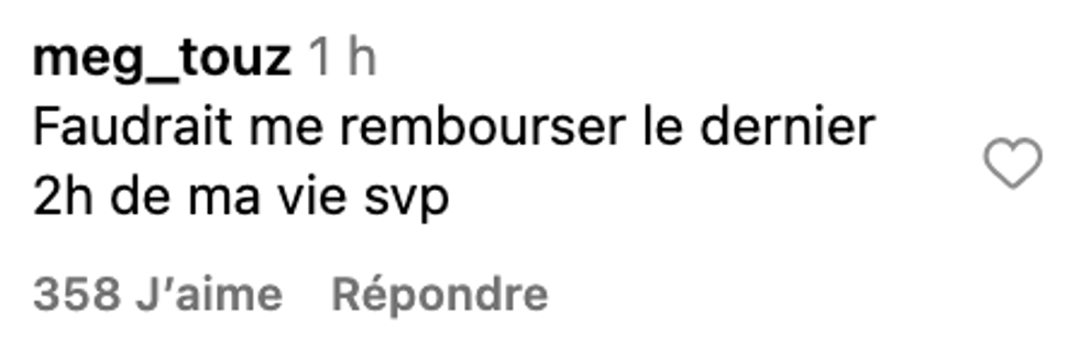 Commentaire sur la page Instagram d'Occupation Double Chypre.