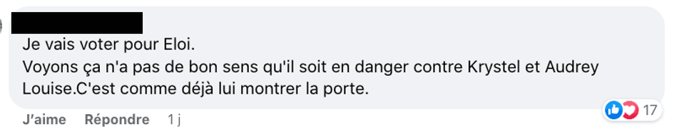 Commentaire sur le Facebook de Star Acad\u00e9mie TVA.