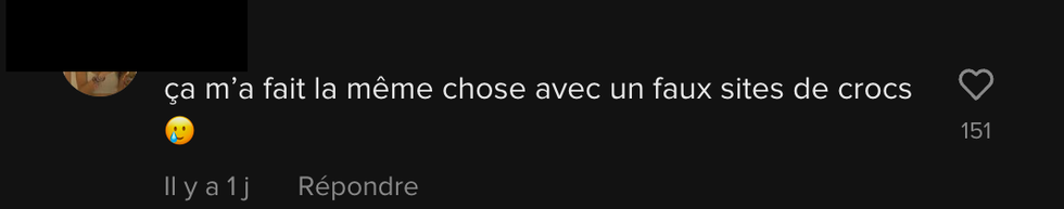Commentaire sur TikTok.