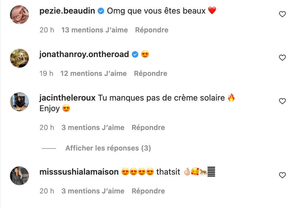 Commentaires Instagram.