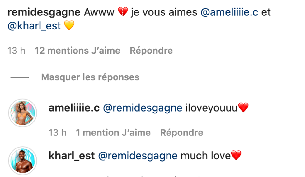 Commentaires Instagram.