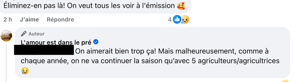 Commentaires sous la vid\u00e9o pr\u00e9sentant les candidats potentiels de L'amour est dans le pr\u00e9.