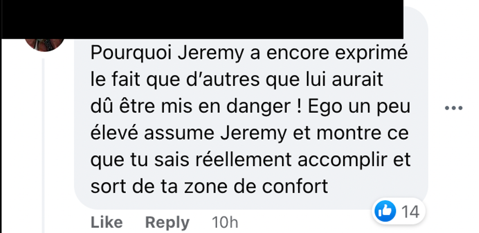 Commentaires sur Facebook.