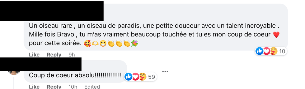 Commentaires sur Facebook.