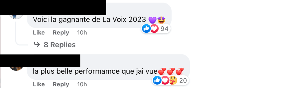 Commentaires sur Facebook.