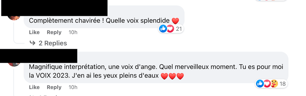 Commentaires sur Facebook.