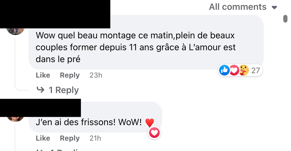 Commentaires sur Facebook.