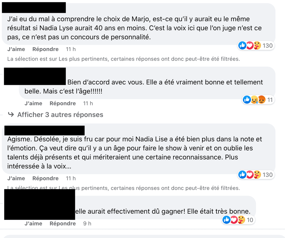 Commentaires sur Facebook.