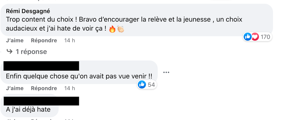 Commentaires sur Facebook.