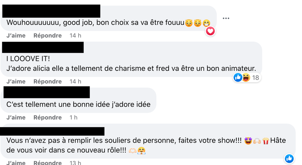 Commentaires sur Facebook.