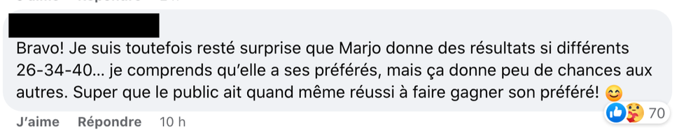 Commentaires sur Facebook.