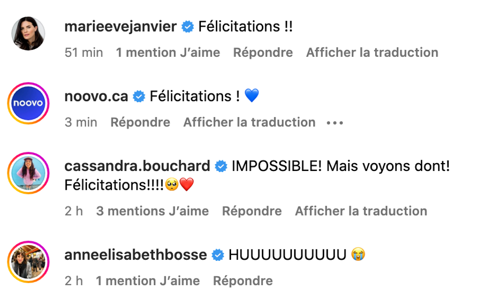 Commentaires sur Facebook.