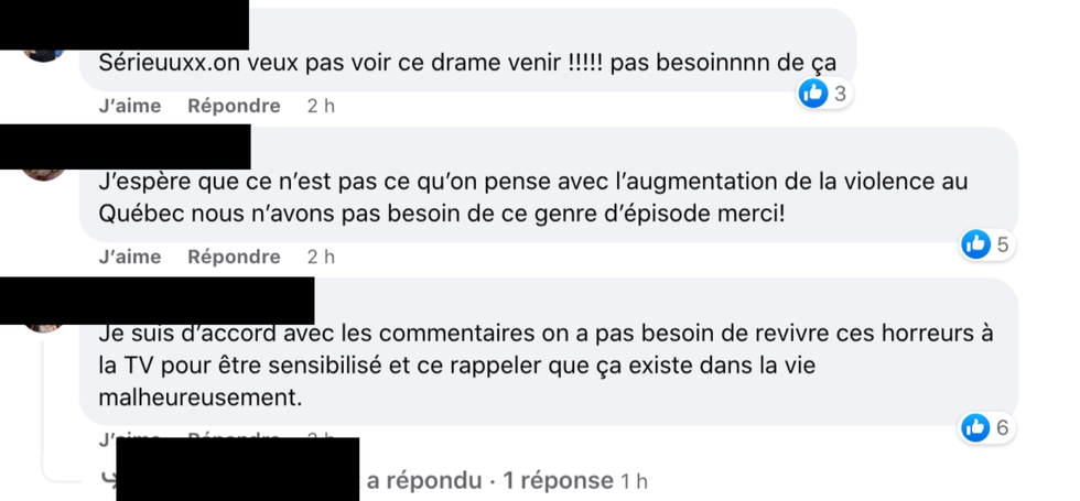 Commentaires sur Facebook.