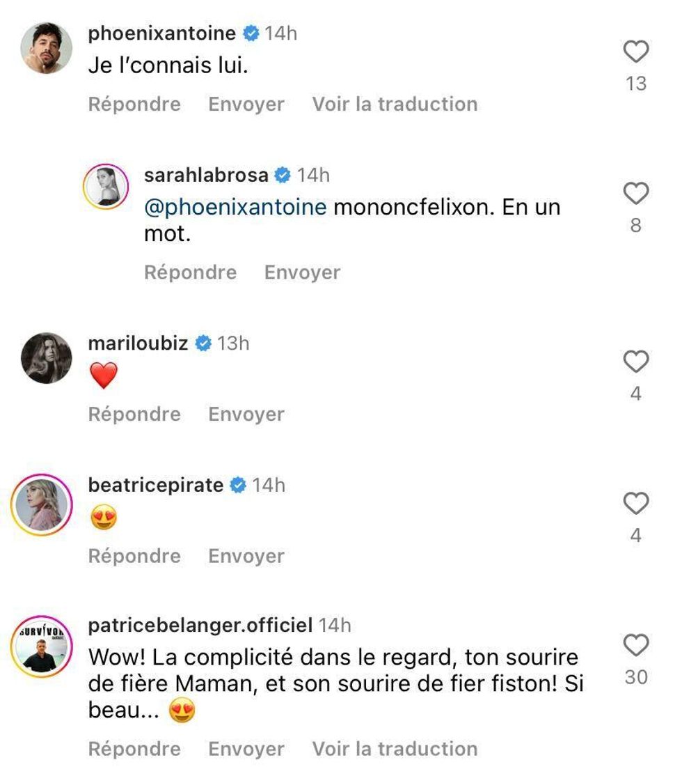 Commentaires sur Instagram.