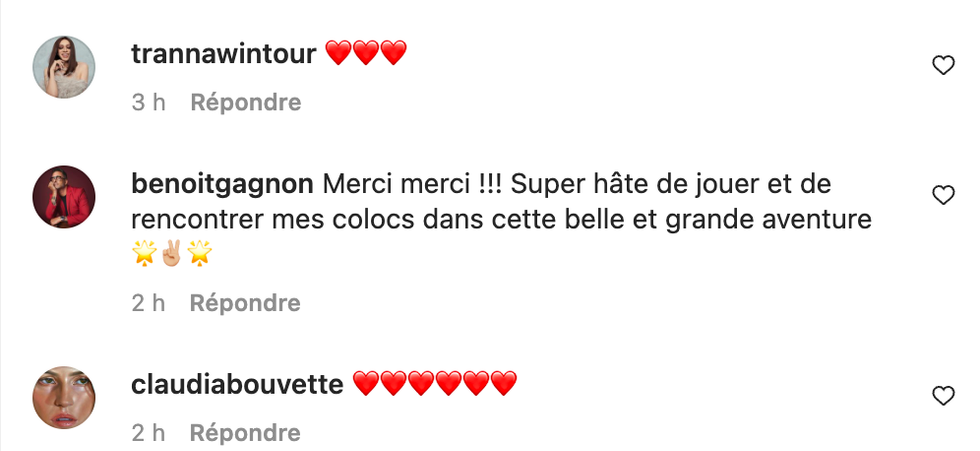 Commentaires sur Instagram.