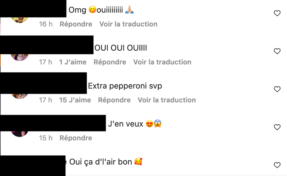 Commentaires sur Instagram.