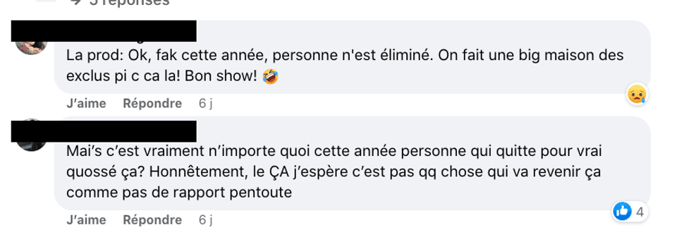 Commentaires sur la page d'Occupation Double sur Facebook.
