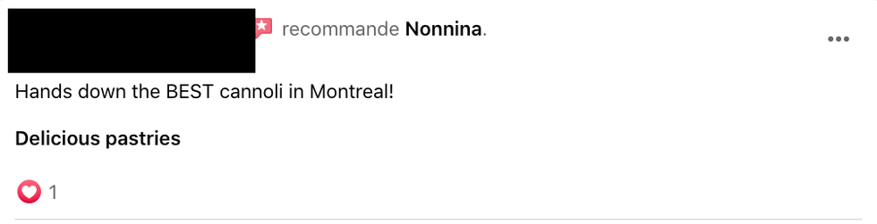 Commentaires sur le compte Facebook officiel de Nonnina.