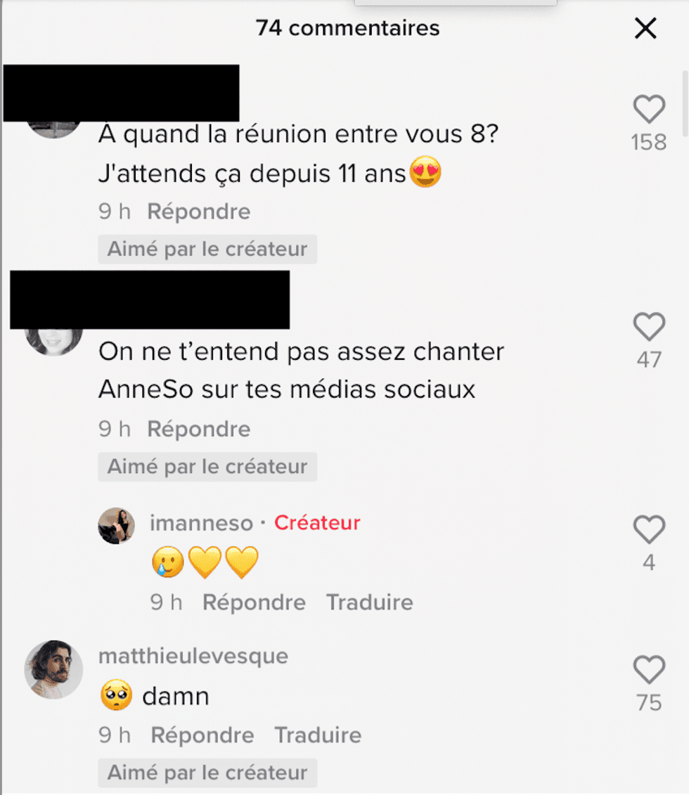 Commentaires TikTok.
