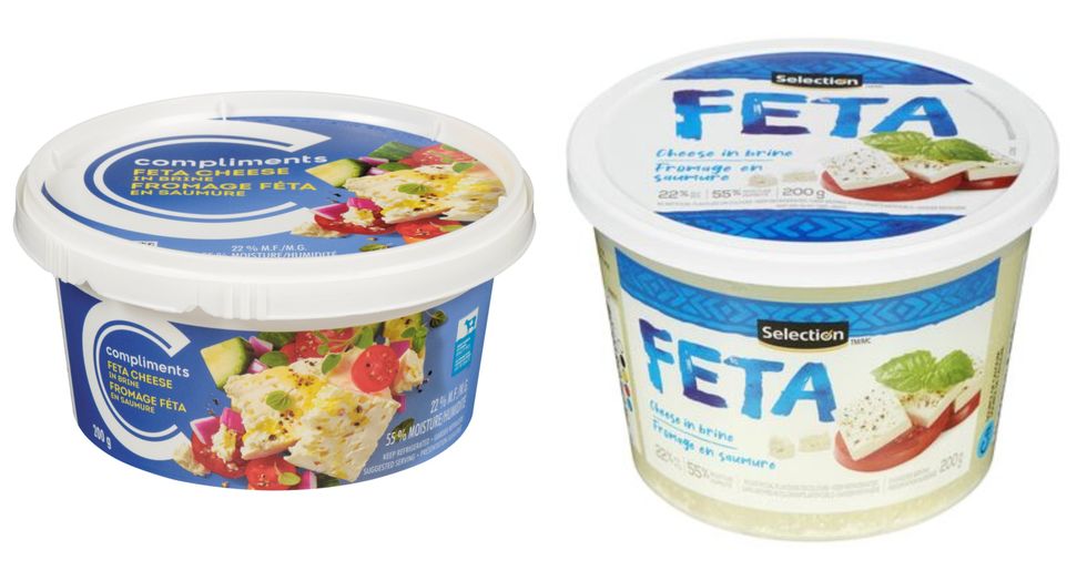 Compliments - Fromage feta. Droite : Selection - Fromage feta.