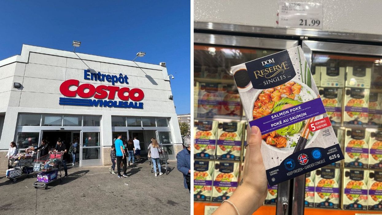 Costco au Québec. Droite : Poké au saumon du Costco.