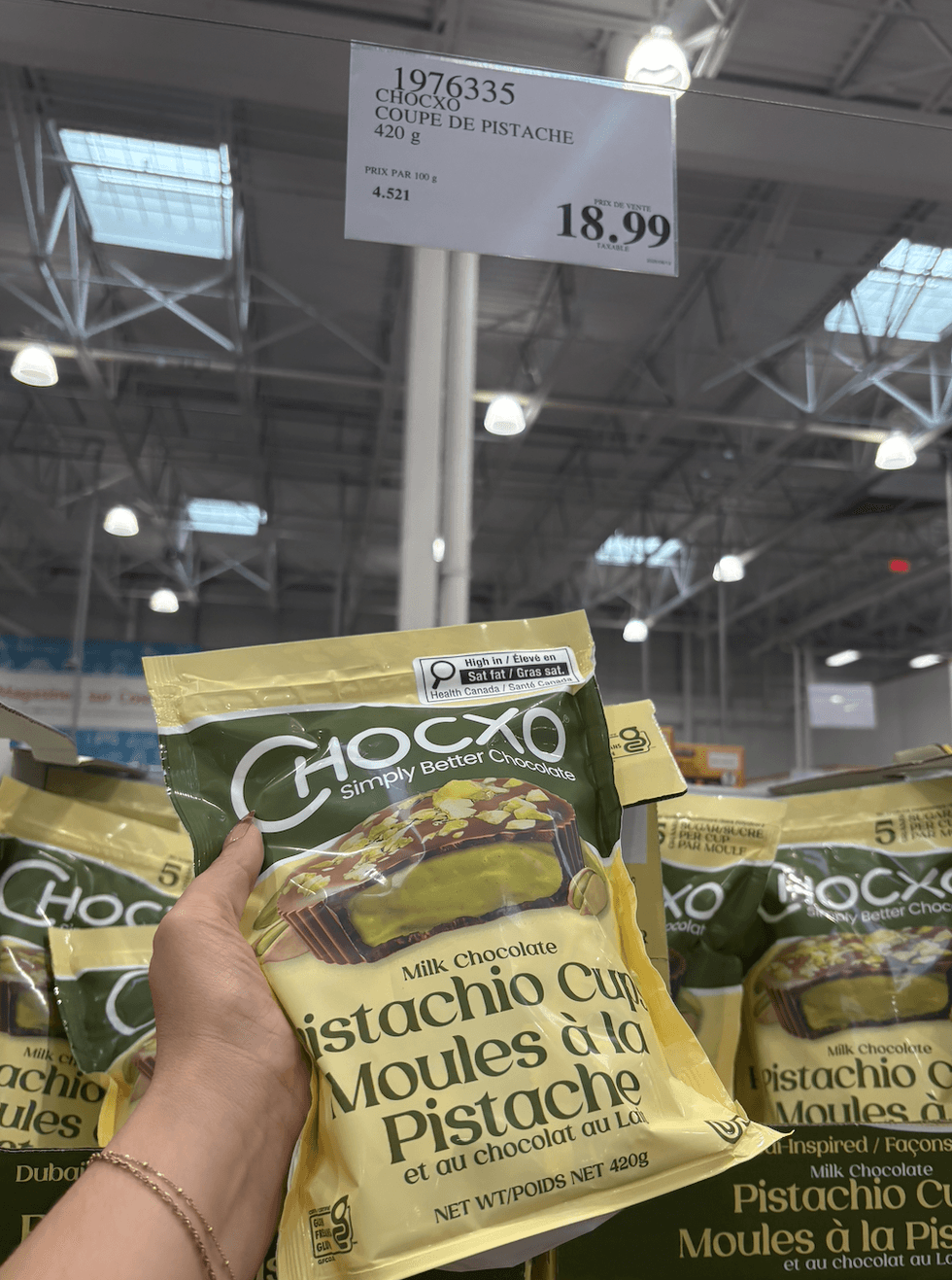 Coupes de pistache Chocxo (420 g) au Costco.
