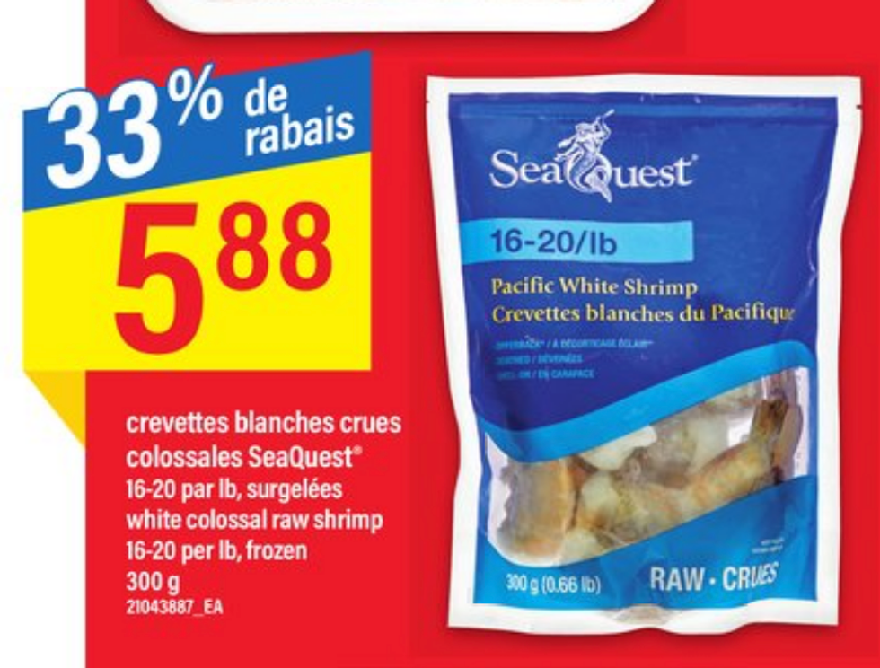 Crevettes blanches crues.